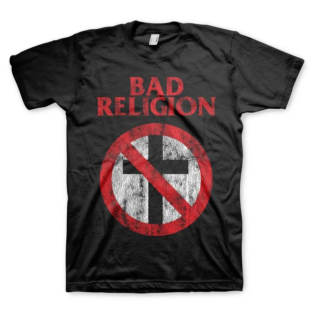 Bad Religion Men's Distressed Cross Buster T-Shirt Black Size Large